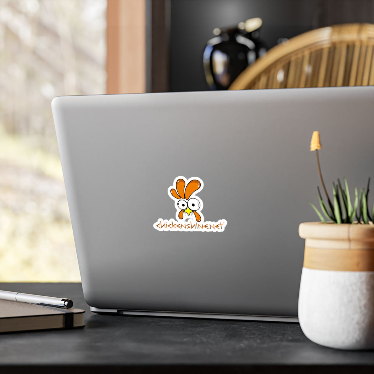 Halloween Chicken Shine Vinyl Sticker — Kiss-Cut Vampire Chicken Decal for Laptops, Water Bottles & Windows