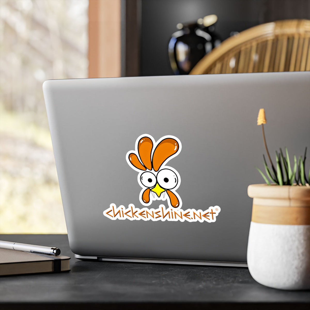 Halloween Chicken Shine Vinyl Sticker — Kiss-Cut Vampire Chicken Decal for Laptops, Water Bottles & Windows